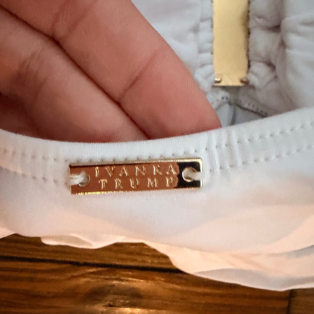 Ivanka Trump White and Gold Detail Top - Picture 2 of 3